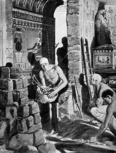 La decorazione interna finale e la sigillatura della tomba di Tutankhamon, Egitto, 1325 a.C. da Unbekannt