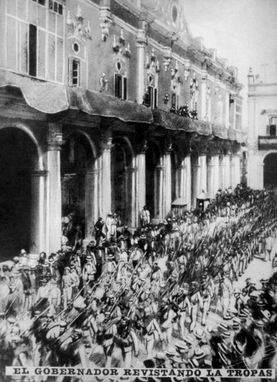 Il governatore che ispeziona le truppe appena arrivate da Unbekannt