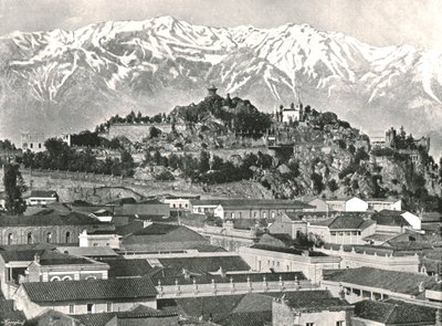 La collina di Santa Lucia con le Ande sullo sfondo, Santiago, Cile, 1895 da Unbekannt
