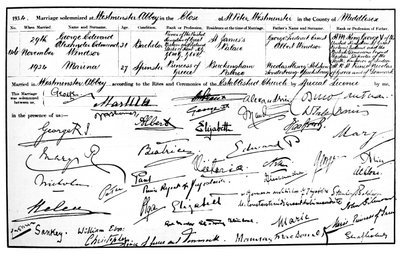 Certificato di matrimonio del Duca e della Duchessa di Kent, 1934 da Unbekannt