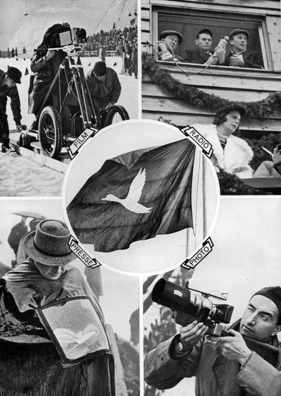 I media in azione, Giochi Olimpici Invernali, Garmisch-Partenkirchen, Germania, 1936 da Unbekannt
