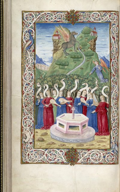 Le nove Muse con Pegaso e Monte Elicona Da Argumentum di Guarinus Veronensis, 1485-1499 da Unbekannt