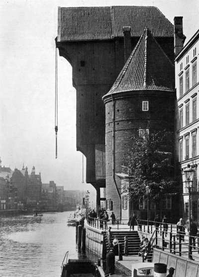 Il vecchio cancello della gru Krantor sul fiume Mottlau, Danzica, Polonia, 1926 da Unbekannt