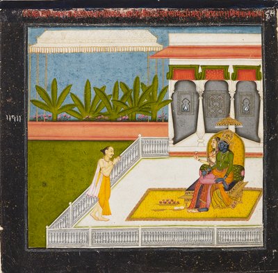 Il poeta Bihari Lal venera Krishna e Radha, c1760 da Unbekannt
