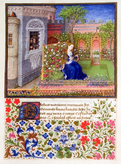 I prigionieri ascoltano Emily cantare nel giardino, 1340-1341 da Unbekannt