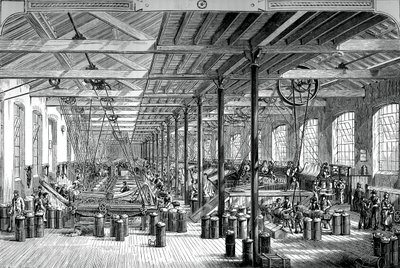 La sala di filatura nelle opere di corda di Shadwell, c1880 da Unbekannt