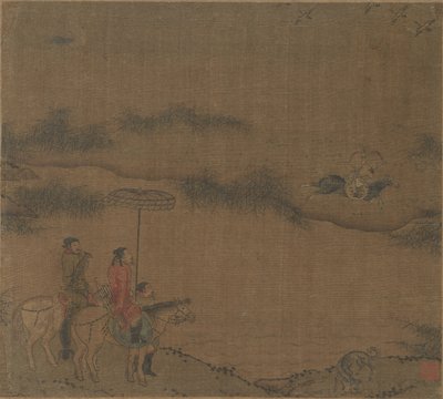 Tre cavalieri che cacciano oche selvatiche, 960-1279 da Unbekannt