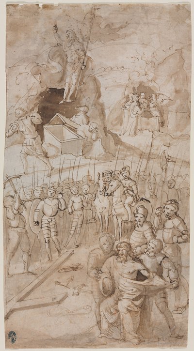 Tre scene della Passione di Cristo (recto) Schizzo architettonico (verso), 1500s da Unbekannt