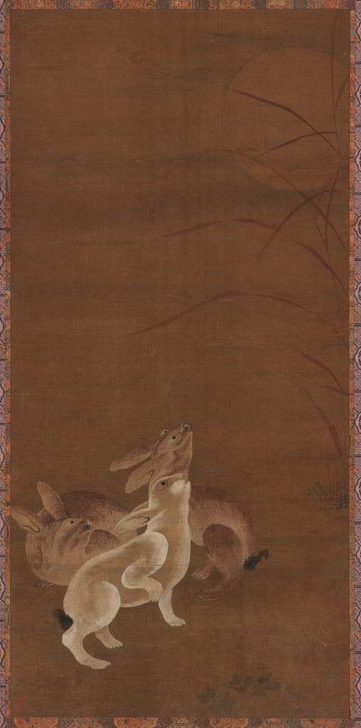 Tre lepri che guardano la luna da Unbekannt