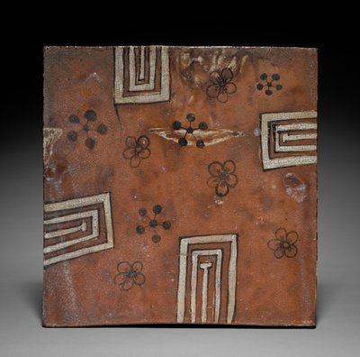 Piastrella: Ceramica Oribe Rossa, Piattaforma per il tè in estate, c. 1600 da Unbekannt