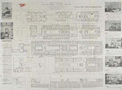 Piano del ponte di prima classe del Titanic, 1911 da Unbekannt