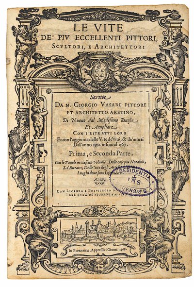 Pagina del titolo da: Giorgio Vasari, Le vite dei più eccellenti pittori, scultori italiani da Unbekannt