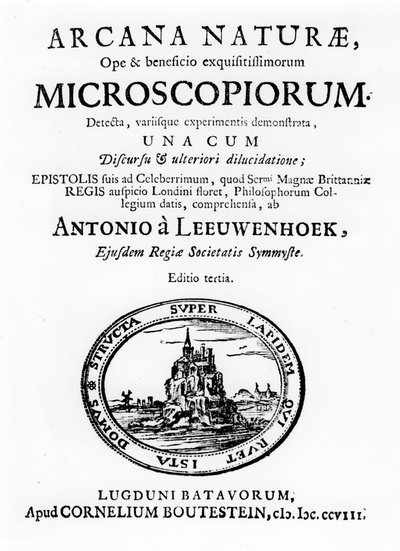 Pagina del titolo di Microscopium del microscopista olandese Anton van Leeuwenhoek, 1708 da Unbekannt
