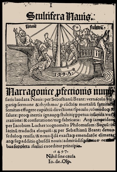 Pagina del titolo del libro La nave dei folli di Sebastian Brant da Unbekannt