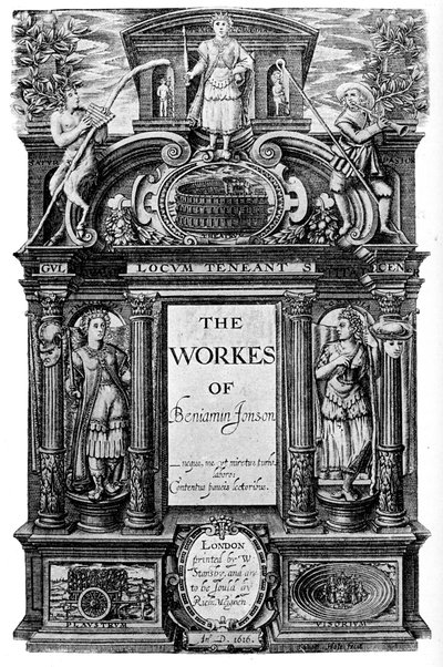 Pagina del titolo delle opere di Ben Jonson, 1616 da Unbekannt