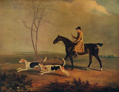 Tom Oldaker, cacciatore dei Berkley Hounds, su Pickle, con i cani, 1800, 1929 da Unbekannt