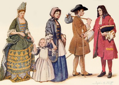 Abbigliamento tradizionale nei regni di Giacomo II - Guglielmo e Maria 1685-1700, 1903, 1937 da Unbekannt