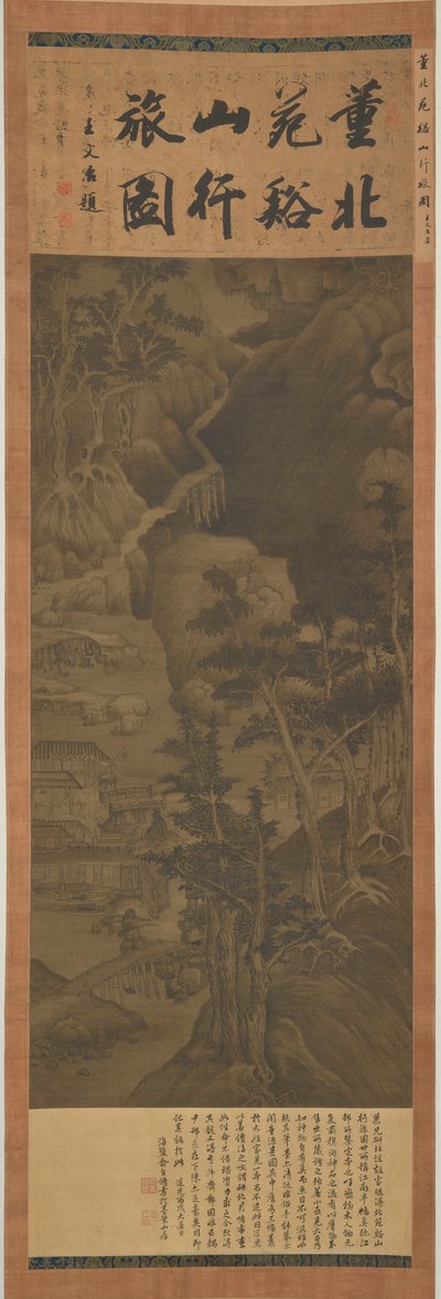 Viaggiatori tra montagne e fiumi, dinastia Ming, 1368-1644 da Unbekannt