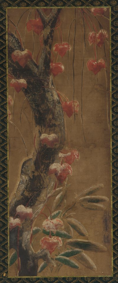 Albero, vite autunnale e neve, periodo Edo, 1615-1868 da Unbekannt
