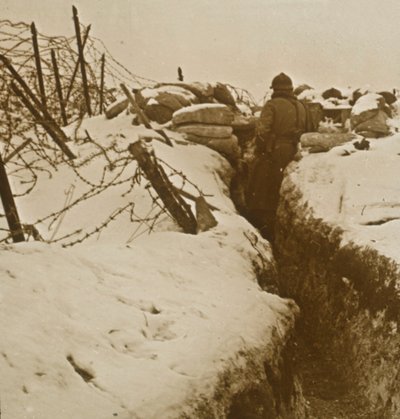 Trincee nella neve, Alsazia, Francia orientale, c1914-c1918 da Unbekannt