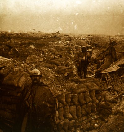Trincee sulla linea del fronte, Moulin de Souain, Francia settentrionale, c1915 da Unbekannt