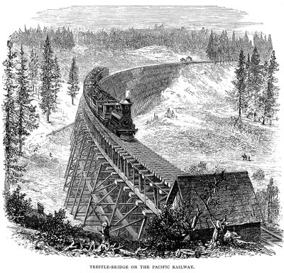 Ponte a Cavalletto sulla Ferrovia Union Pacific, USA, 1876 da Unbekannt