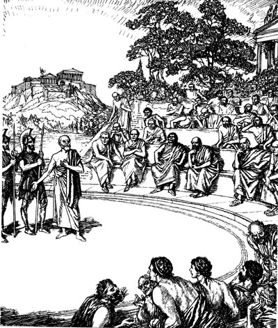 Processo di Socrate, filosofo greco antico, 399 a.C. 19° secolo da Unbekannt