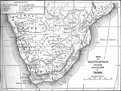 Mappa tribale del Sudafrica, c1880 da Unbekannt