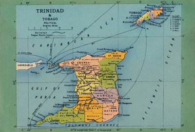 Mappa di Trinidad e Tobago, c1940s da Unbekannt