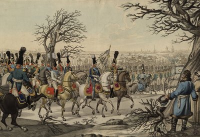 Zar Alessandro I e Re Federico Guglielmo III davanti alle truppe da Unbekannt