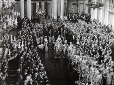 Lo zar Nicola II alla cerimonia di apertura della prima Duma, San Pietroburgo, Russia, 1906 da Unbekannt