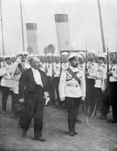Zar Nicola II con il presidente francese Raymond Poincaré, 1914 da Unbekannt
