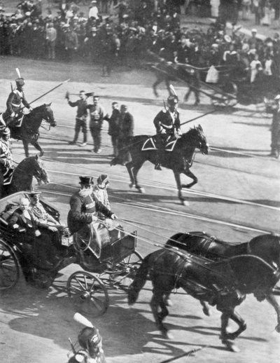Lo Zar Nicola II con il Presidente francese Poincaré in visita, San Pietroburgo, Russia, 21 luglio 1914 da Unbekannt