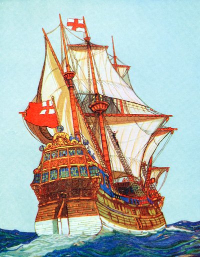 Nave Tudor del tipo usato da corsari ed esploratori, XV-XVI secolo da Unbekannt