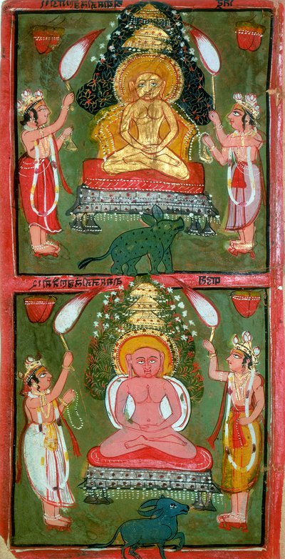 Due Jain Tirthankara o jina e i loro devoti, regione di Bundi, India da Unbekannt