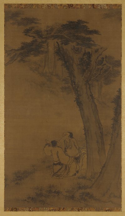 Due figure su una collina sotto gli alberi, dinastia Ming o Qing, 17° secolo da Unbekannt