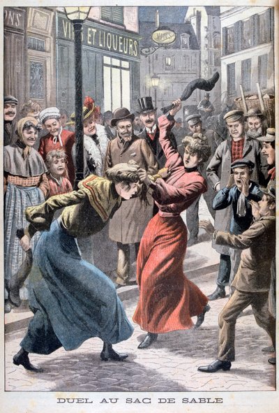 Due donne che combattono con sacchi di sabbia, 1903 da Unbekannt