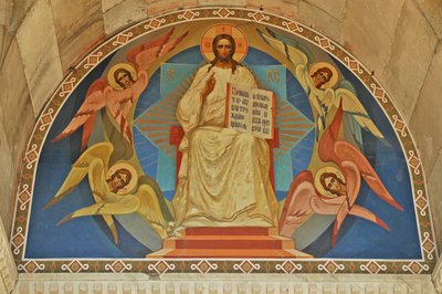 Ucraina, Sebastopoli, Cattedrale Ortodossa di San Vladimiro (cripta degli ammiragli), affresco sopra l
