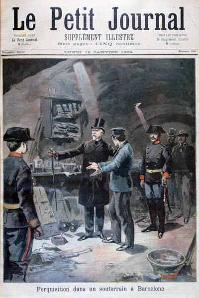 Ricerca sotterranea di anarchici, Barcellona, 1894 da Unbekannt