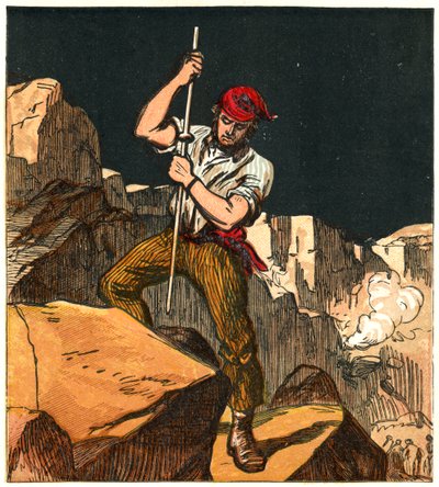 Uso della polvere da sparo in una cava di pietra, 1867 da Unbekannt