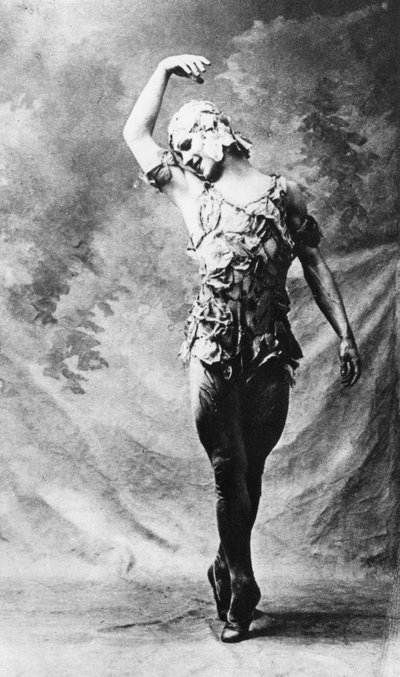 Vaslav Nijinsky, ballerino russo, in Le Spectre de la Rose, Parigi da Unbekannt
