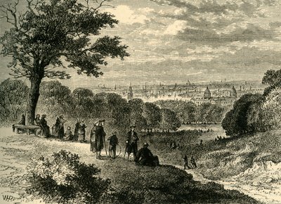 Veduta da One-Tree Hill, Greenwich Park, nel 1846, c1878 da Unbekannt