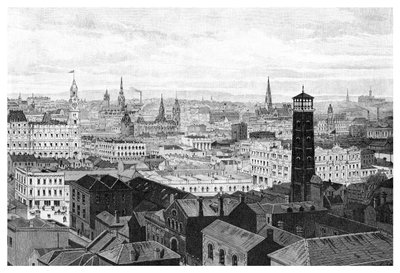 Vista dalla cupola del Palazzo di Giustizia, Melbourne, Victoria, Australia, 1886 da Unbekannt