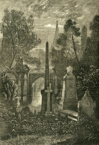 Veduta del cimitero di Highgate, c1876 da Unbekannt