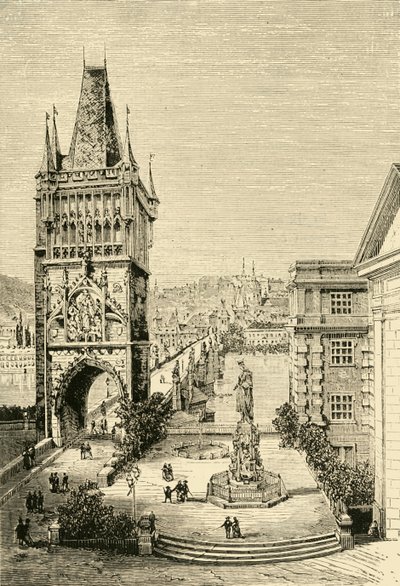 Veduta di Praga - La torre del ponte, 1890 da Unbekannt