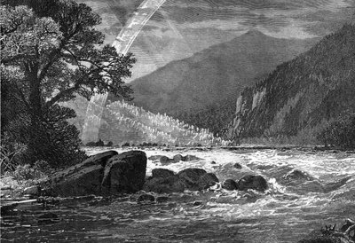 Vista delle cascate del balcone, fiume James, Virginia, USA, 1877 da Unbekannt
