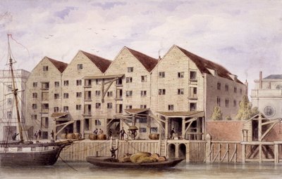 Veduta del molo di Chamberlain, Tooley Street, Bermondsey, Londra, 1846 da Unbekannt