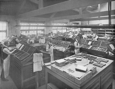 Vista della sala di composizione, 1919 da Unbekannt