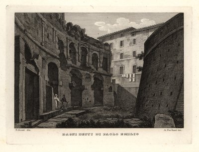 Veduta delle Terme di Paolo Emilio al Foro di Traiano, Bagni Detti di Paolo Emilio da Unbekannt
