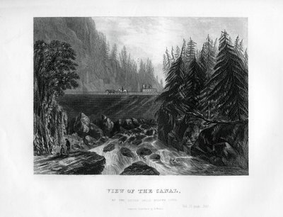Vista del canale, alle piccole cascate del fiume Mohawk, Stato di New York, 1855 da Unbekannt